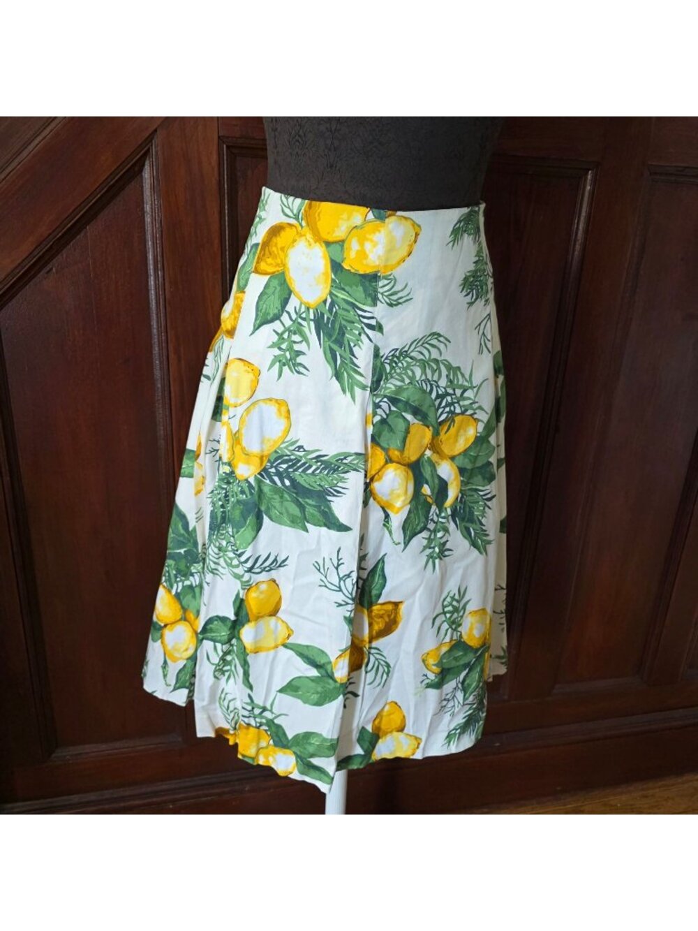 Talbots Lemon Print A-Line Skirt 100% Cotton Size 18 Summer Style